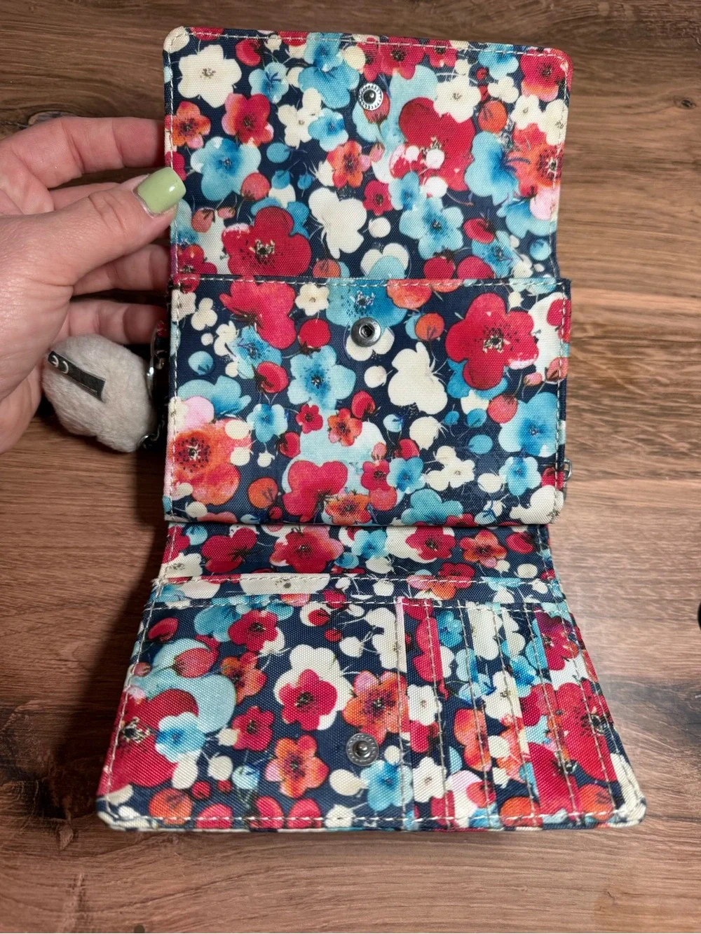 Kipling Floral Wallet Monkey Charm